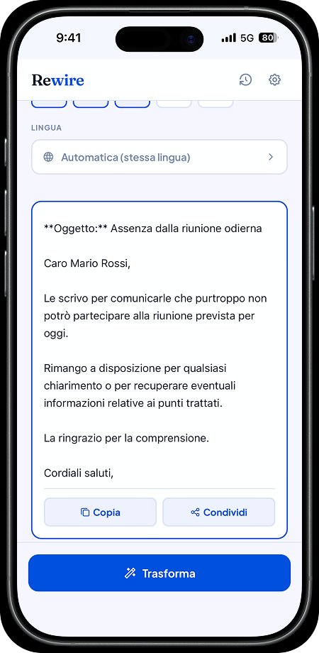 Rewire — email trasformata in tono formale